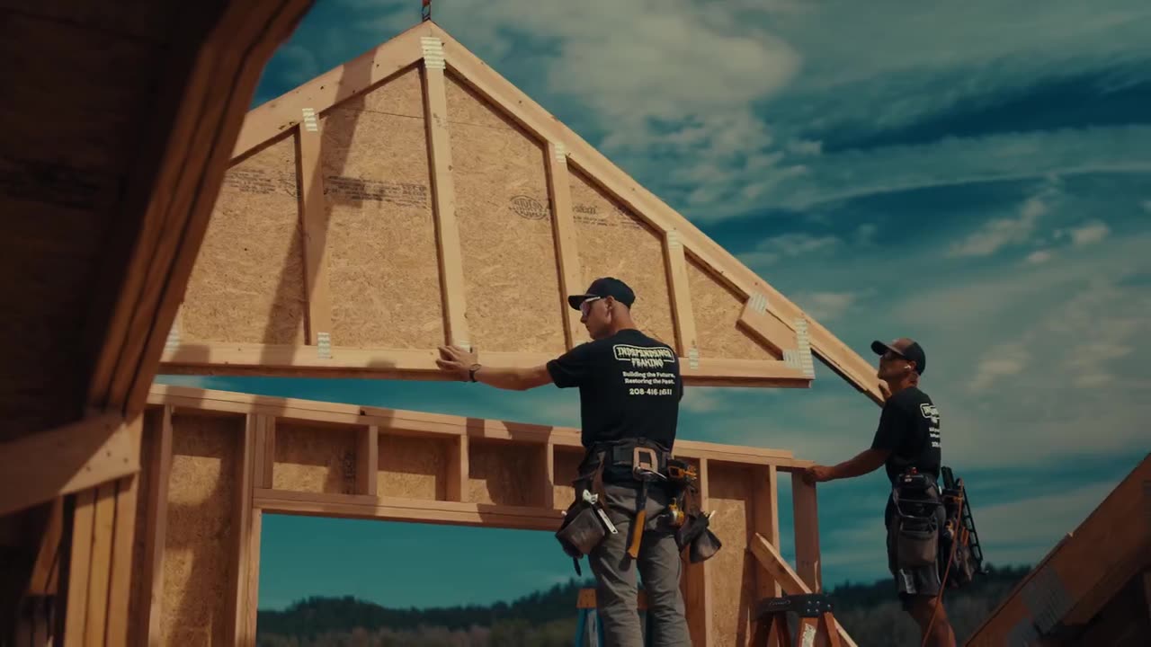 Framing a gable wall on a custom build outside Bonners Ferry